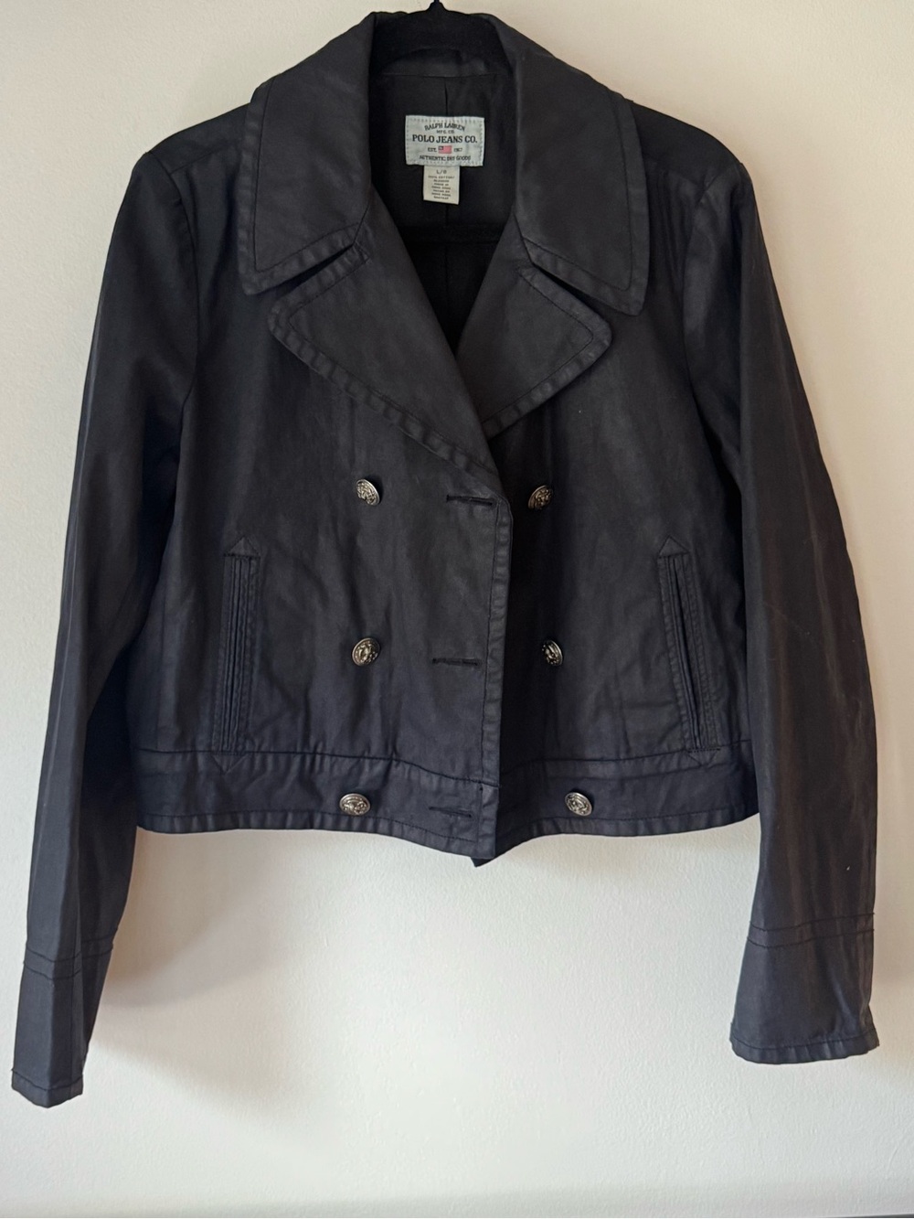 Polo by Ralph Lauren Black Military Style Cropped Navy Coat